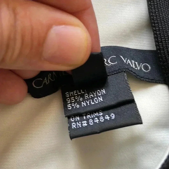 Carmen Marc Valvo Black & White Bandage Midi Cocktail Dress Sz M - Picture 4 of 7